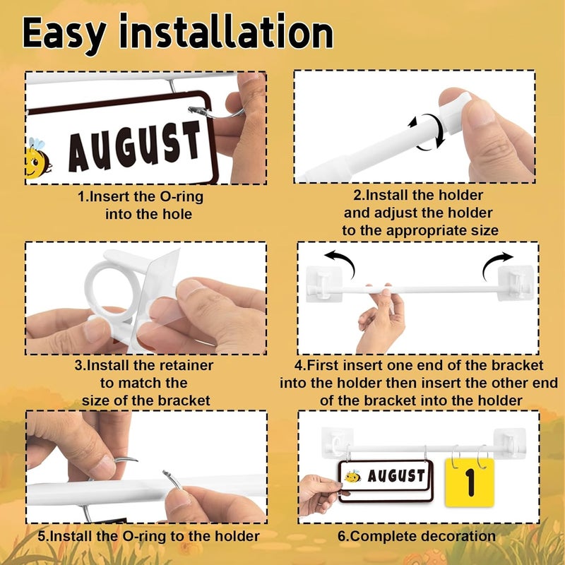 EggSun 96 Cards Classroom Bulletin Board Decorations Set for Teachers,Flip Calendar with Holder for Classroom,Adjustable Calendar,Preschool Elementary Home Decor Supplies（Bee） - Image 5